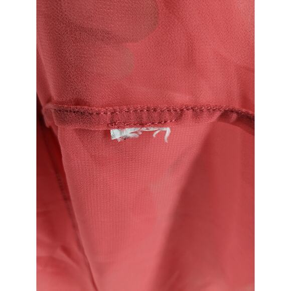 Banana Republic Sheer Blouse M Pink Draped Button Up Workwear 3/4 Sleeve Split V - Picture 4 of 10